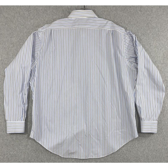 Polo Ralph Lauren Shirt Men's 17 1/2 36/37 Blue Striped Classic Fit Button Up‎ - Picture 8 of 11